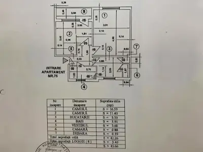 Schița plan apartament de vanzare in Sector 4 Bucuresti
